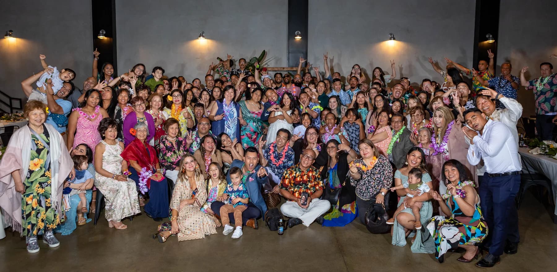 Jed and Azalea with their guests for a night group photograph