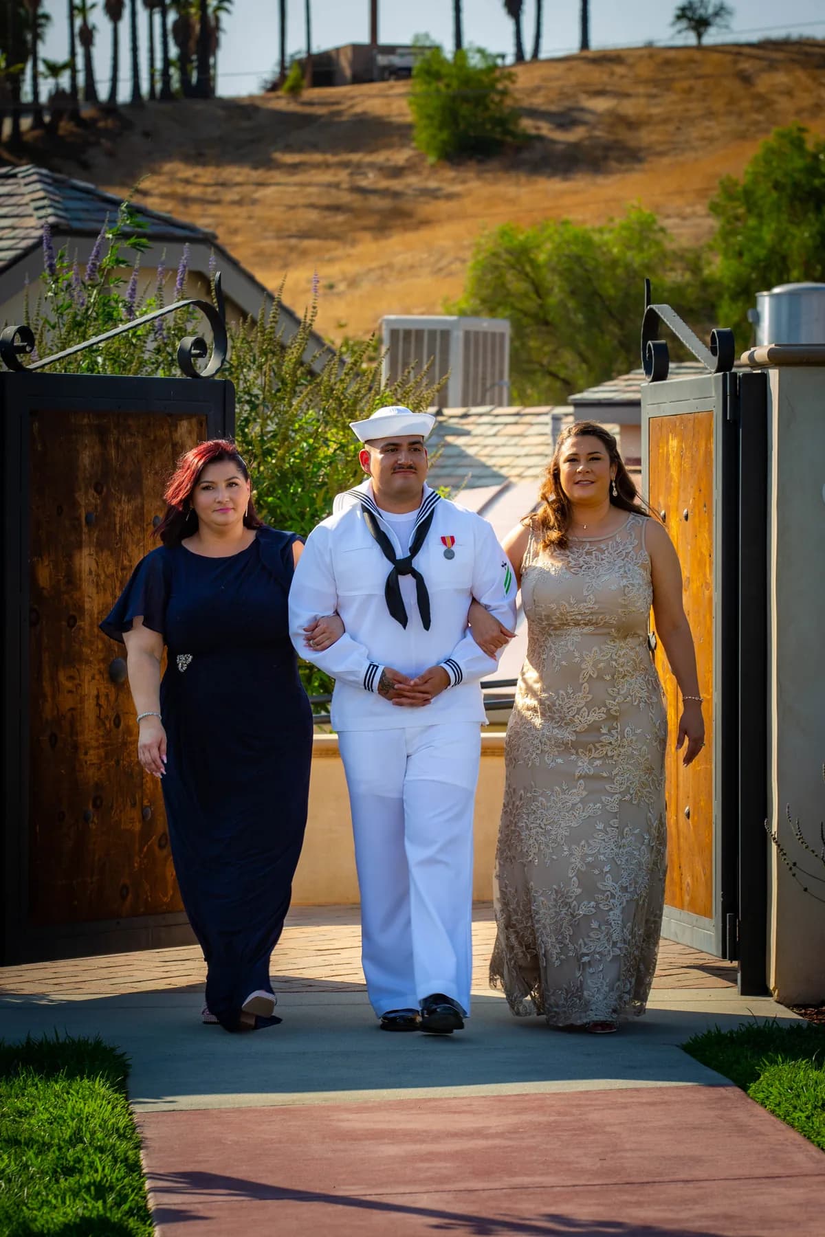 Gustavo walking toward the vineyard ceremony