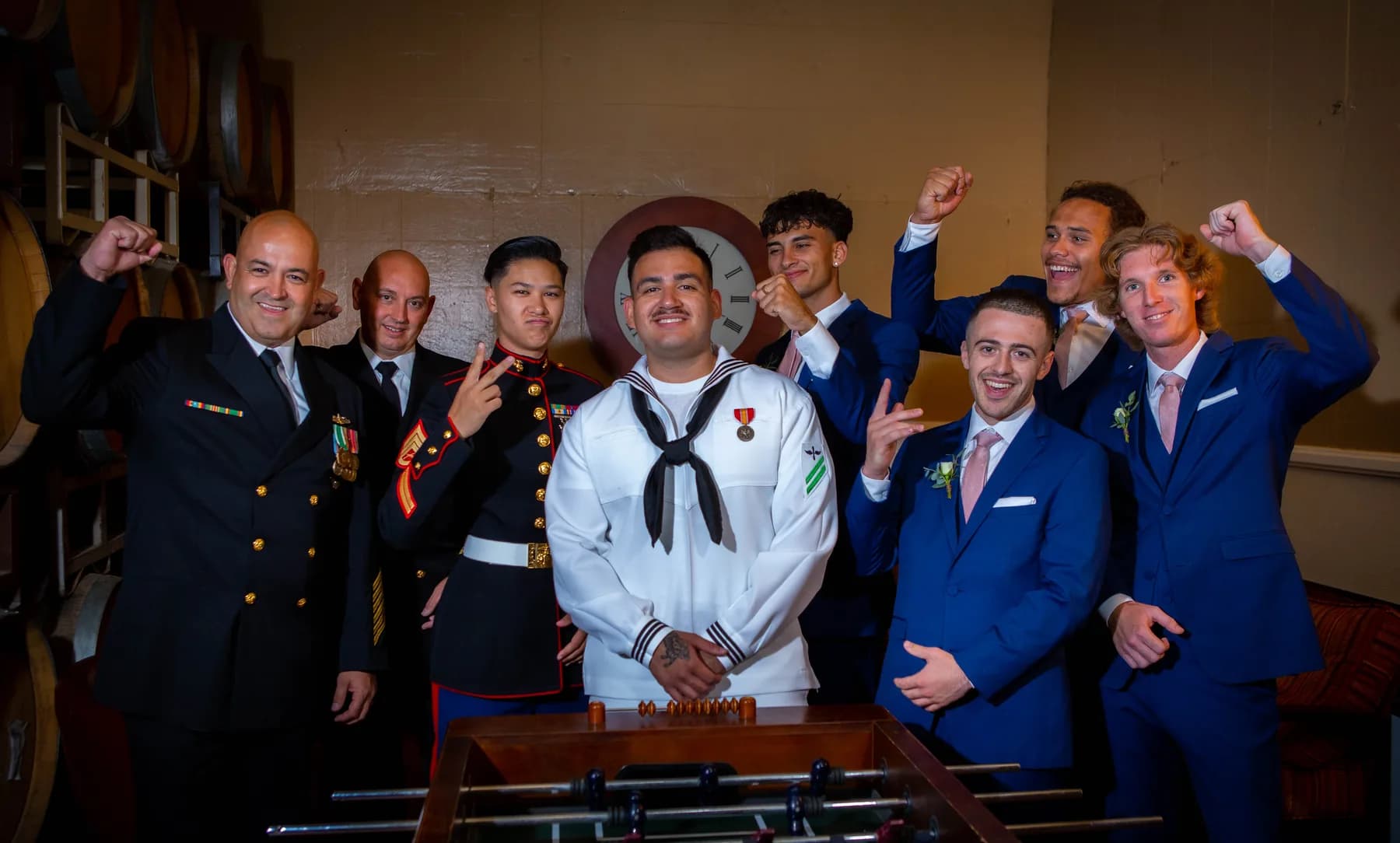 Gustavo surrounded by attendants before the ceremony