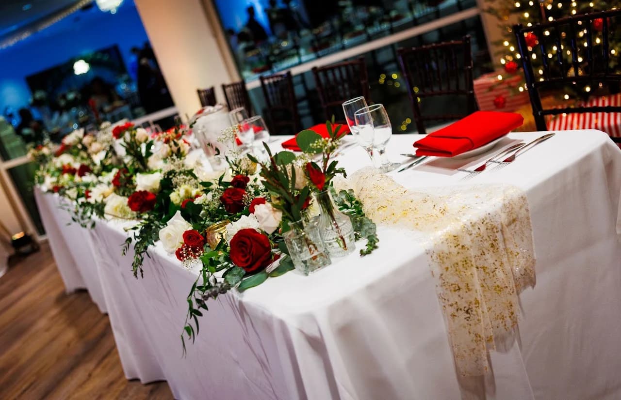 Floral display across the reception table