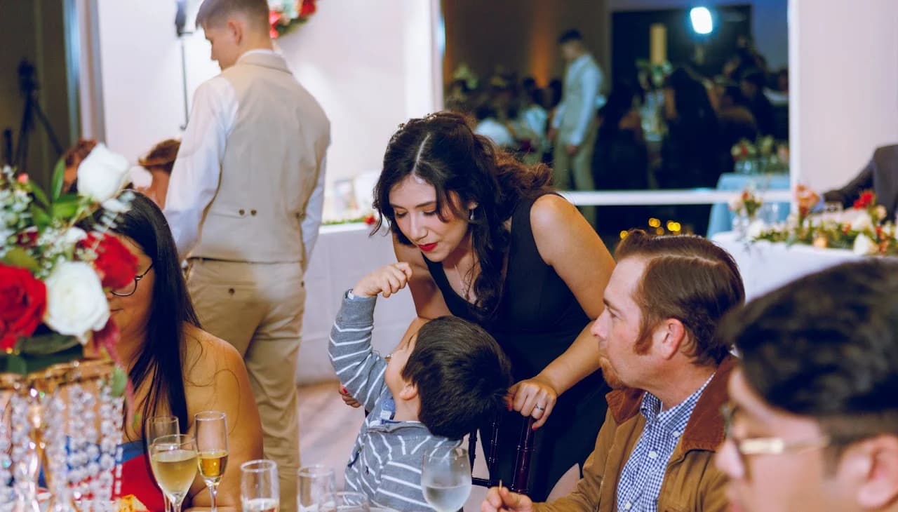 Guests talking at the reception