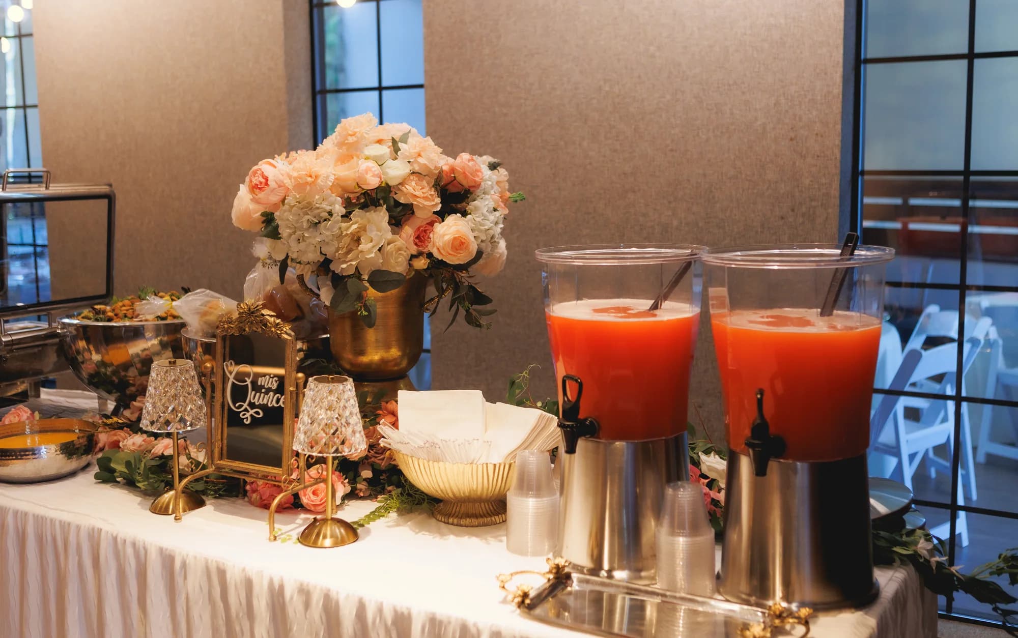 Refreshments and flowers arranged for the celebration