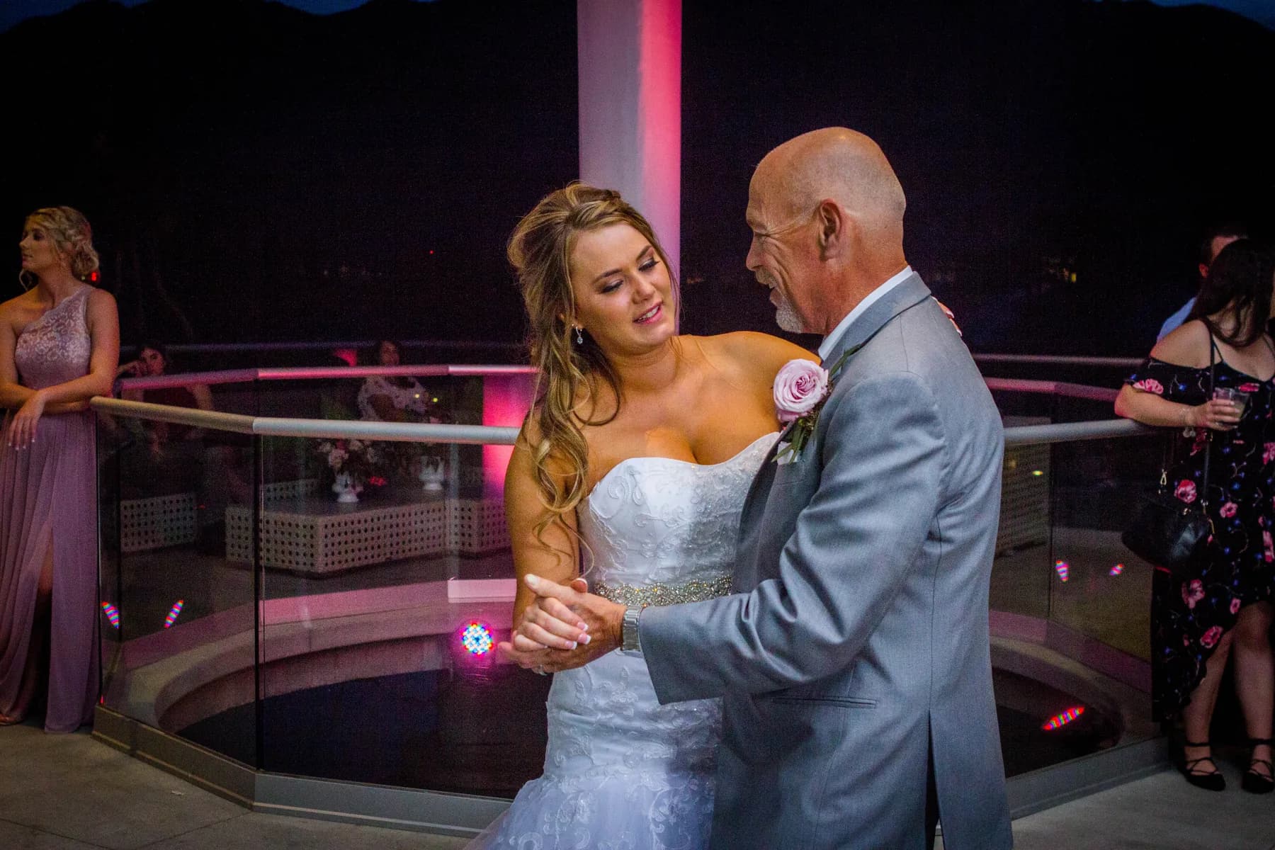 Heather dancing with a guest during the evening reception