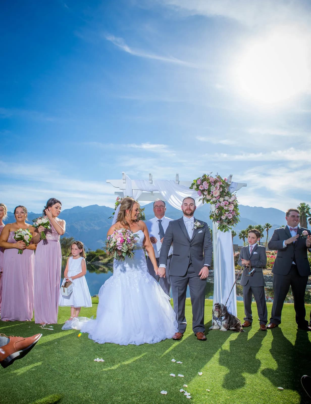 Stephen and Heather during their outdoor wedding ceremony