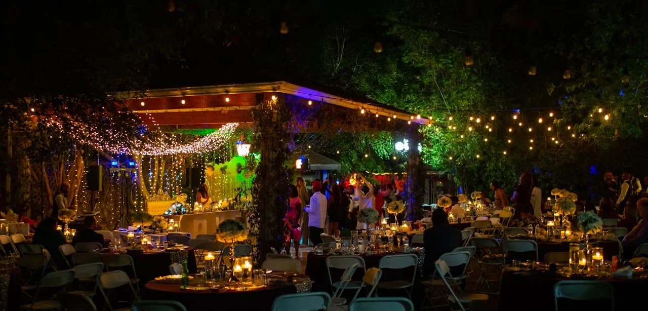 Wide evening view of the outdoor reception